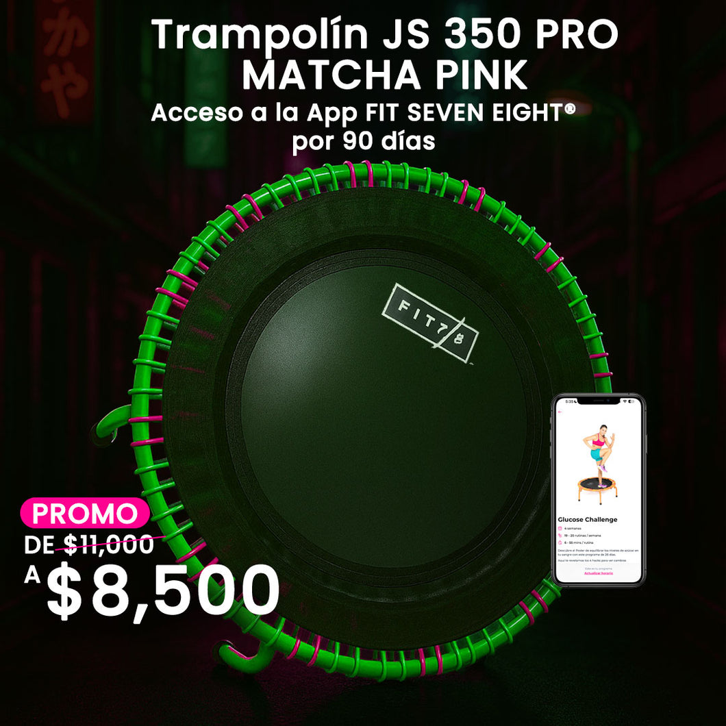 Reto Enciende + Trampolín JumpSport® 350 PRO Matcha Pink 🍵🌸